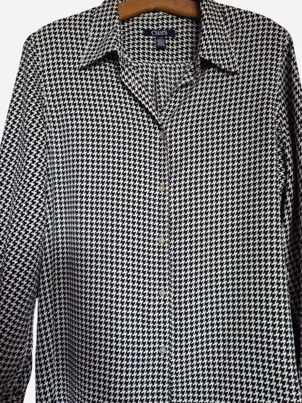 Chaps Black & White Houndstooth Button-Down Shirt